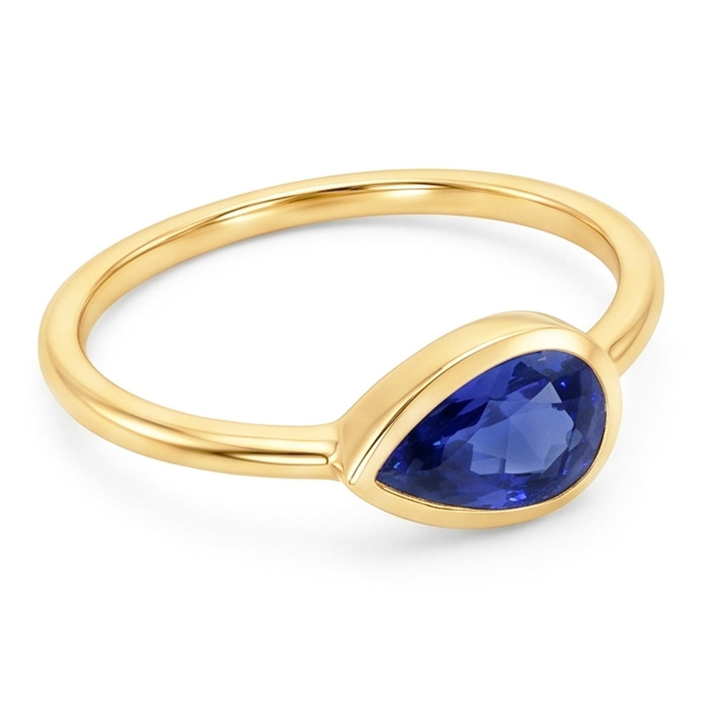 Pear Solitaire Anniversary Ring Ceylon Sapphire 2 Carats Gold