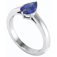 Pear Solitaire Natural Blue Sapphire Ring 1.50 Carats