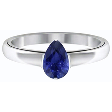 Pear Solitaire Natural Blue Sapphire Ring 1.50 Carats