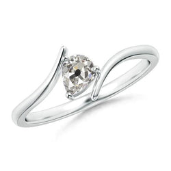 Pear Solitaire Old Miner Real Diamond Ring 1.50 Carats Prongs Tension Style