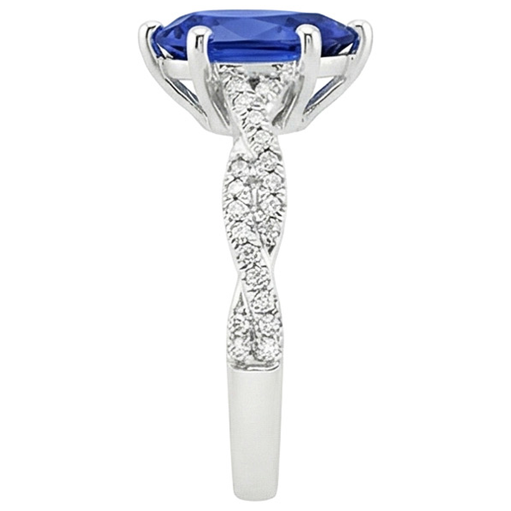 natural round sapphire 5.50ct ring on white background