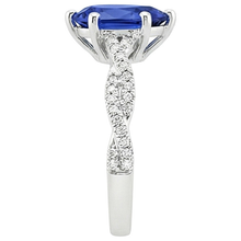 natural round sapphire 5.50ct ring on white background