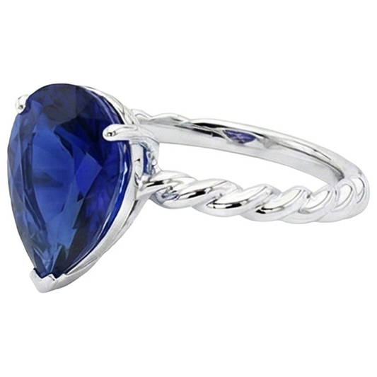 natural pear sapphire 2.50ct ring side angle