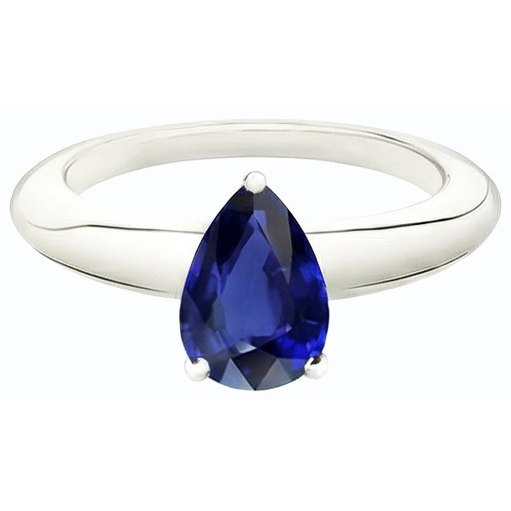 natural pear sapphire 2.50ct ring close up detail