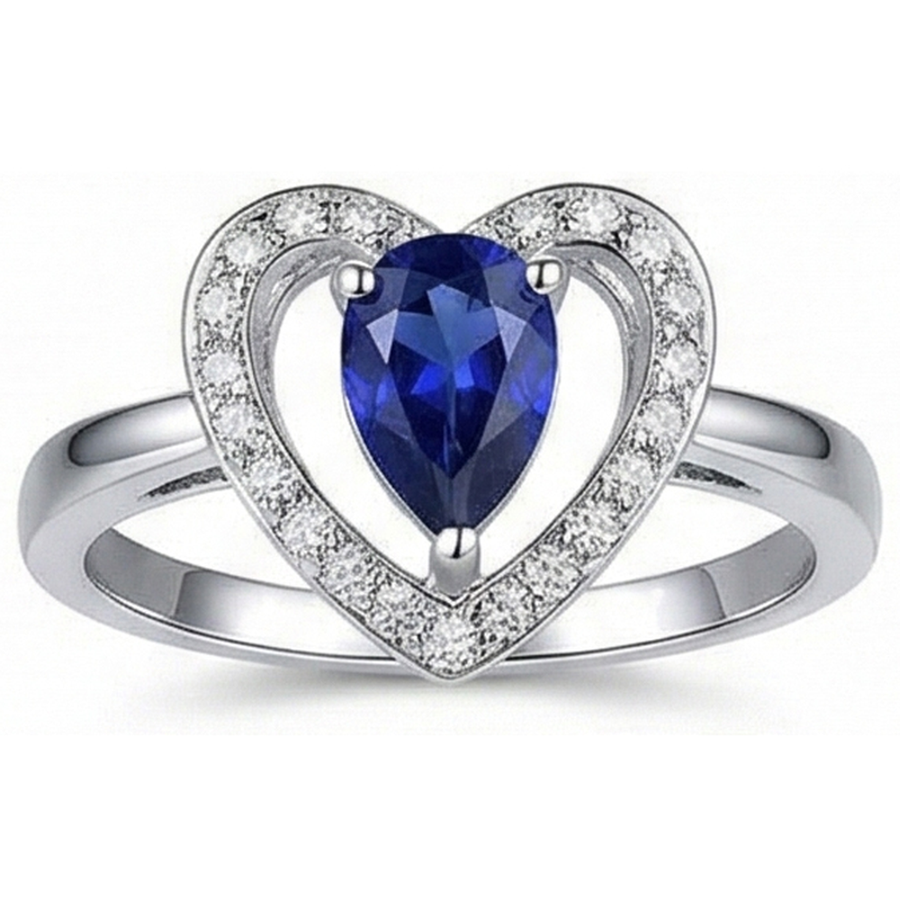 natural round sapphire 2.25ct ring close up detail