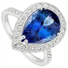 Pear Tanzanite And Natural Earth Mined Diamond Wedding Ring Gold 2.25 Carats Jewellery
