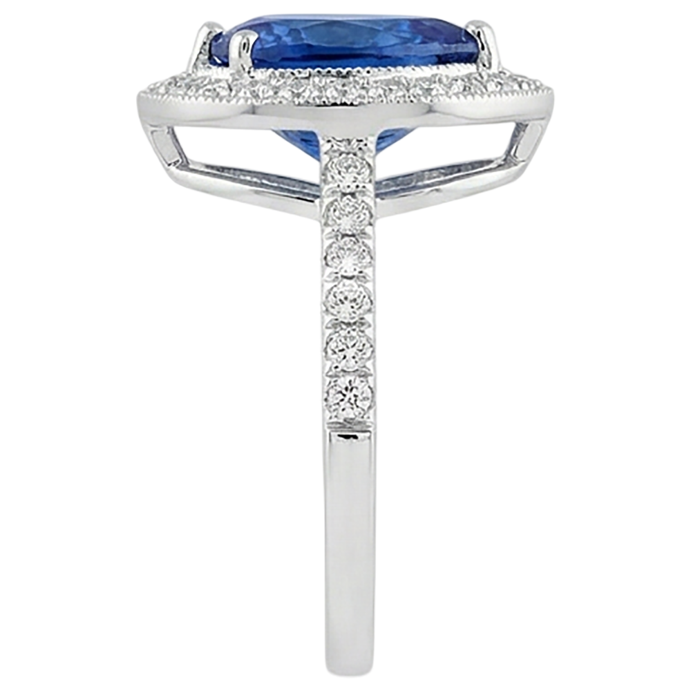 Pear Tanzanite And Natural Earth Mined Diamond Wedding Ring Gold 2.25 Carats Jewellery