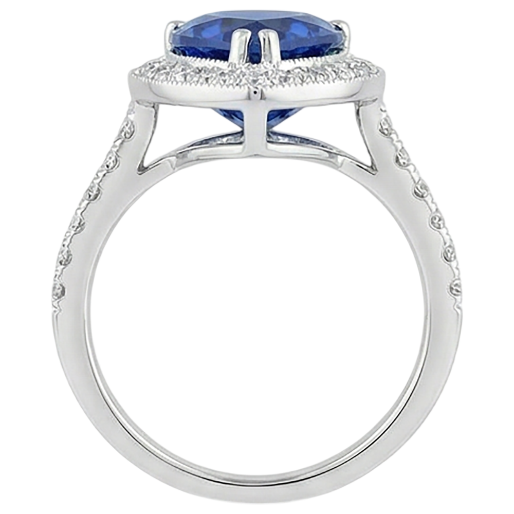 Pear Tanzanite And Natural Earth Mined Diamond Wedding Ring Gold 2.25 Carats Jewellery