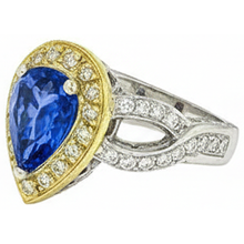 Pear Tanzanite And Natural Earth Mined DIAMOND ( NOT LAB GROWN )s 4.51 Ct Antique Style Ring Two Tone Gold