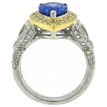 Pear Tanzanite And Natural Earth Mined DIAMOND ( NOT LAB GROWN )s 4.51 Ct Antique Style Ring Two Tone Gold
