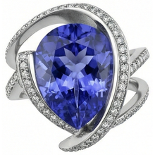 Pear Tanzanite Natural Earth Mined DIAMOND ( NOT LAB GROWN ) Ring 5 Carat Gemstone White Gold 14K Jewellery