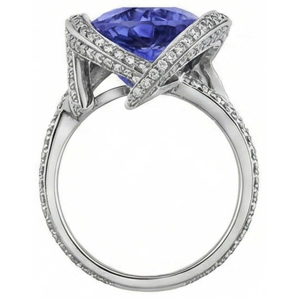 Pear Tanzanite Natural Earth Mined DIAMOND ( NOT LAB GROWN ) Ring 5 Carat Gemstone White Gold 14K Jewellery