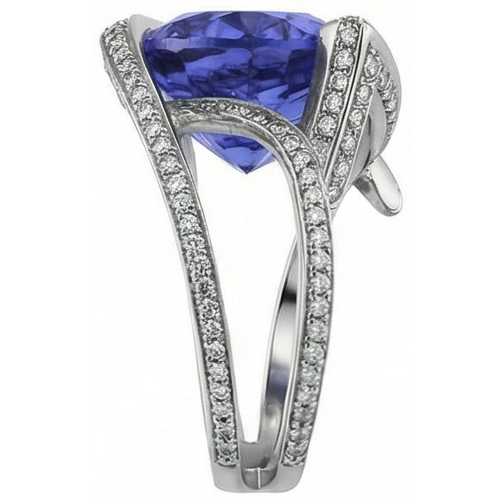 Pear Tanzanite Natural Earth Mined DIAMOND ( NOT LAB GROWN ) Ring 5 Carat Gemstone White Gold 14K Jewellery
