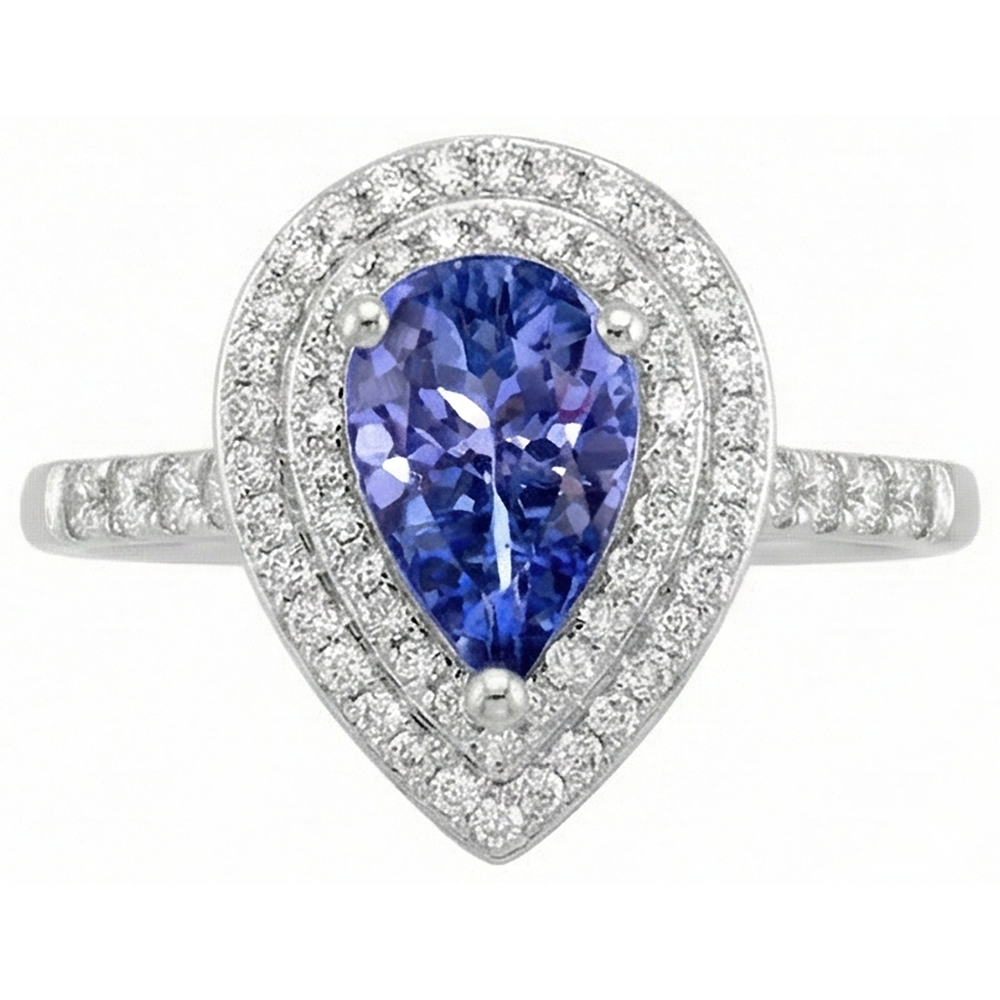 natural round tanzanite 5.25ct ring top view