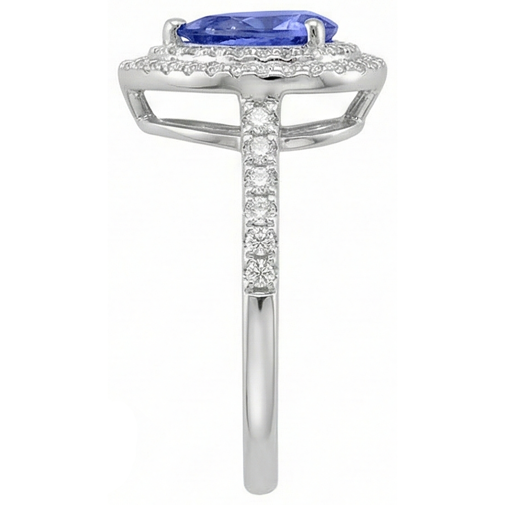 natural round tanzanite 5.25ct ring profile view