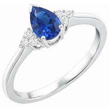 Pear & Round Cut Ceylon Sapphire Natural Earth Mined DIAMOND ( NOT LAB GROWN ) Ring 1.85 Ct. White Gold 14K
