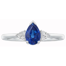 Pear & Round Cut Ceylon Sapphire Natural Earth Mined DIAMOND ( NOT LAB GROWN ) Ring 1.85 Ct. White Gold 14K