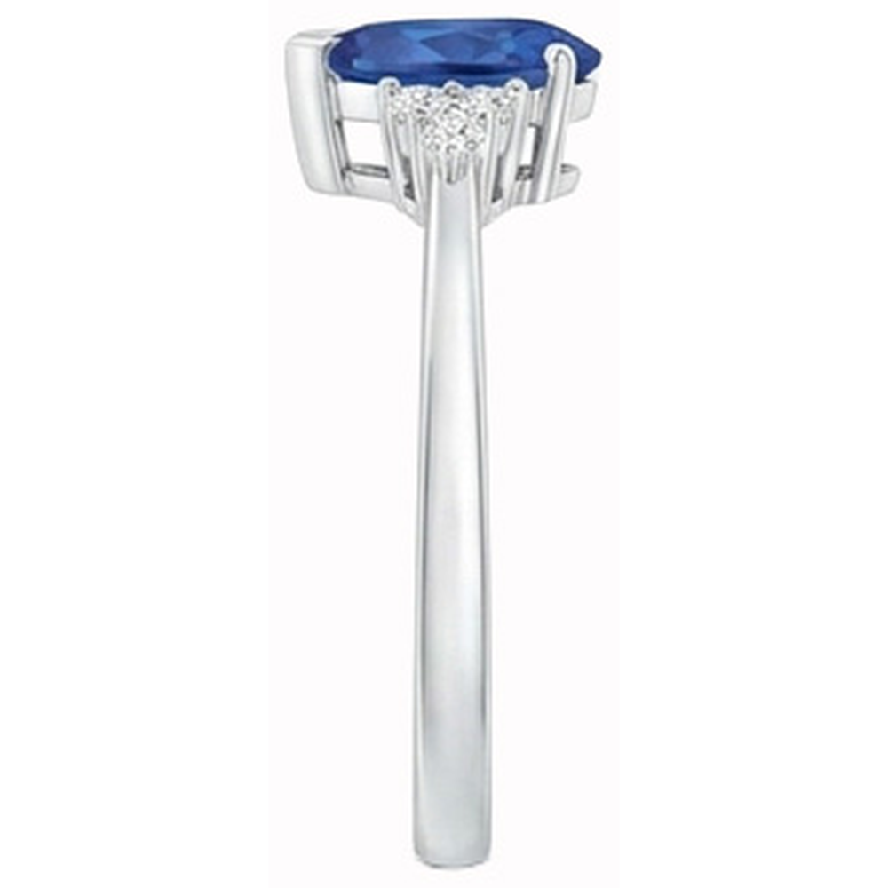 Pear & Round Cut Ceylon Sapphire Natural Earth Mined DIAMOND ( NOT LAB GROWN ) Ring 1.85 Ct. White Gold 14K