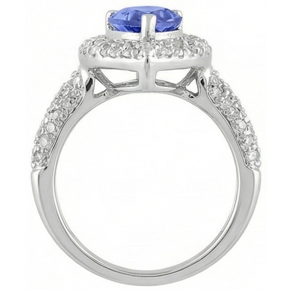 Pear & Round Sri Lankan Blue Sapphire Natural Earth Mined DIAMOND ( NOT LAB GROWN ) Ring 4.40 Carat WG 14K