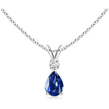 Blue Sapphire Pear Cut Gemstone Pendant in 14K White Gold – main view