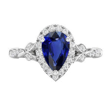 Blue Sapphire Pear Shape Colored Stone Ring in 14K White Gold – main view