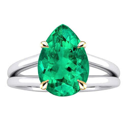 Two-Tone 14K Gold GIA-Certified Colombian Emerald Precious Stone