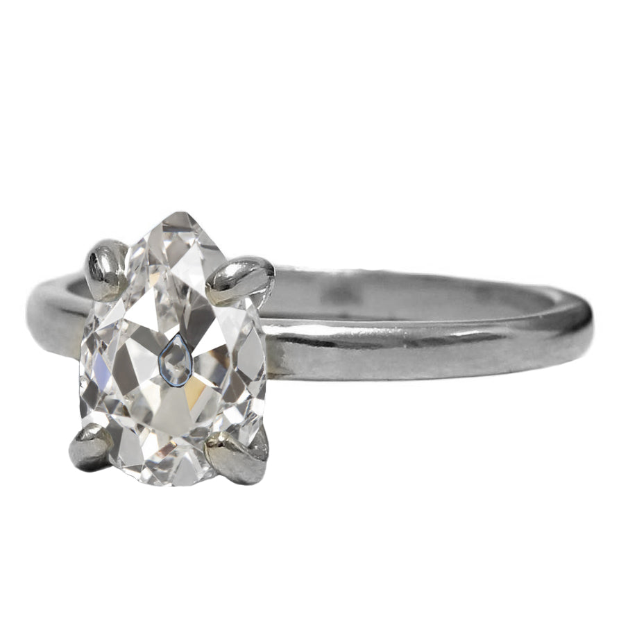 Authentic Fine Diamond Single Stone Ring 3 ct 14 Karat White Gold – main view