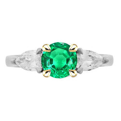 Emerald GIA-Certified Precious Stone Ring 2 ct in Two-Tone 14K