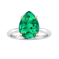 Comfort Fit Precious Stone Ring – Colombian Emerald 3 ct 14K Two