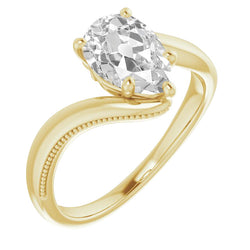 Twisted Shank Single Stone Ring – Diamond 2 ct 14 Karat Yellow