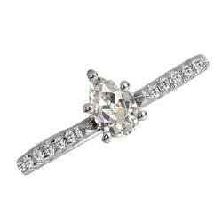 Refined Antique Cushion Brilliant Diamond Solitaire Ring with