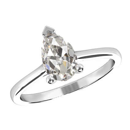 Antique Cushion Diamond ring in 14 Karat White Gold – main view