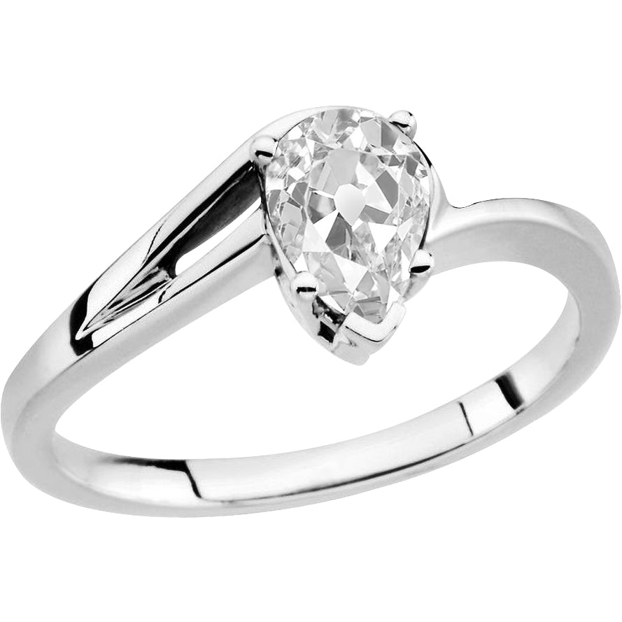 Solitaire Engagement Ring 14K White Gold with Brilliant Diamond – main view