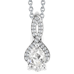 Fine Diamond Split Shank Pendant Necklace 2.50 ct in 14 Karat