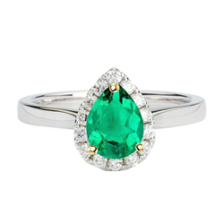 Earth-Mined Emerald Colored Stone Ring – 14K Two Tone Gold 2 ct