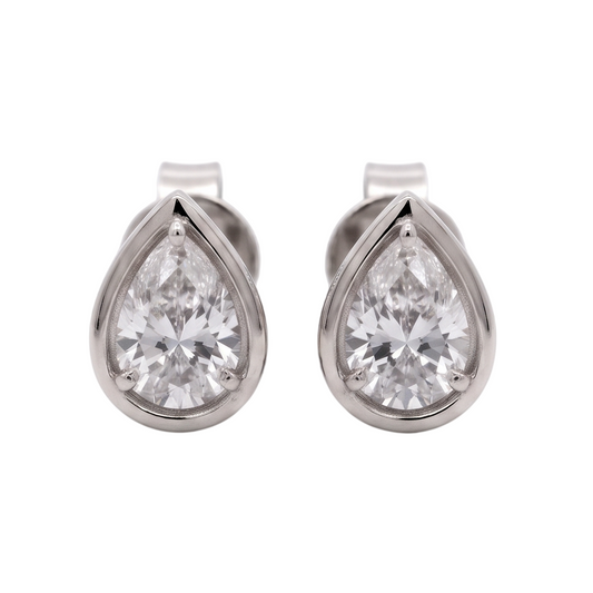 Pear Cut Lab Grown Diamonds 1.50 Carat Stud Earring 14K White Gold
