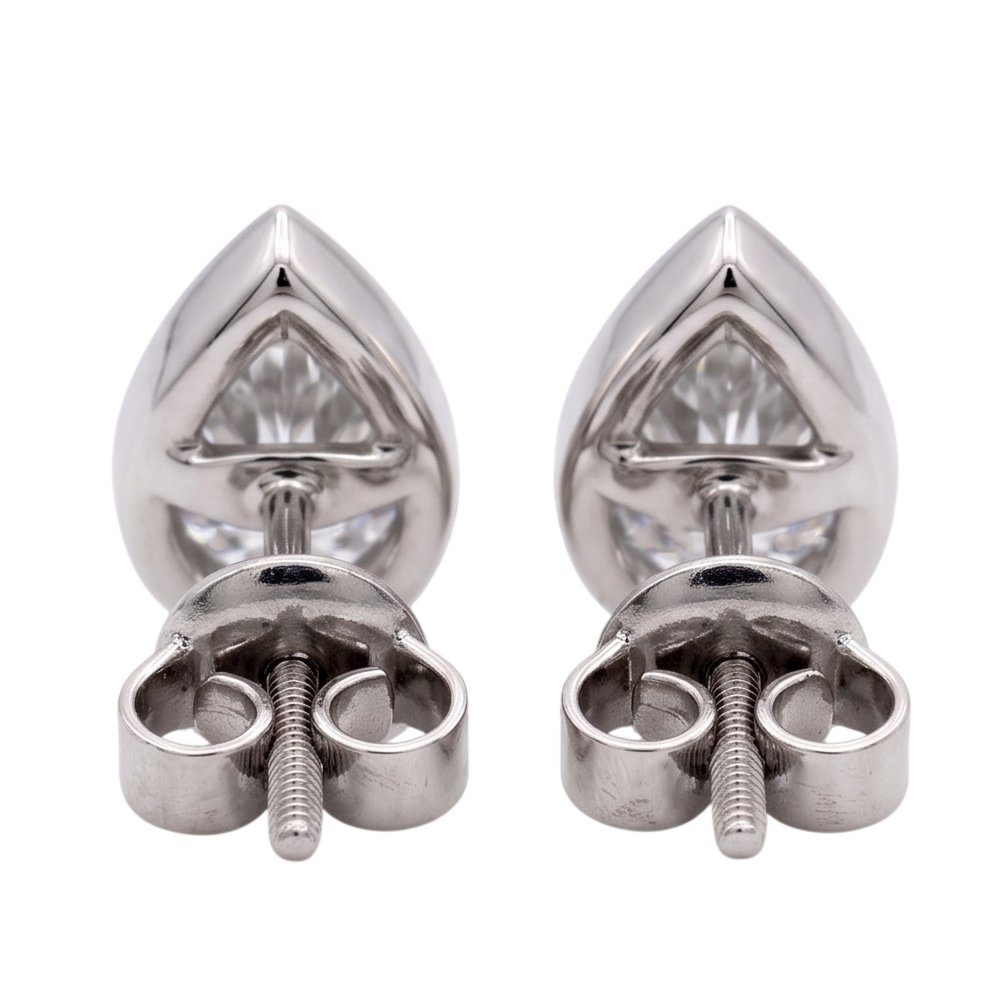 Pear Cut Lab Grown Diamonds 1.50 Carat Stud Earring 14K White Gold