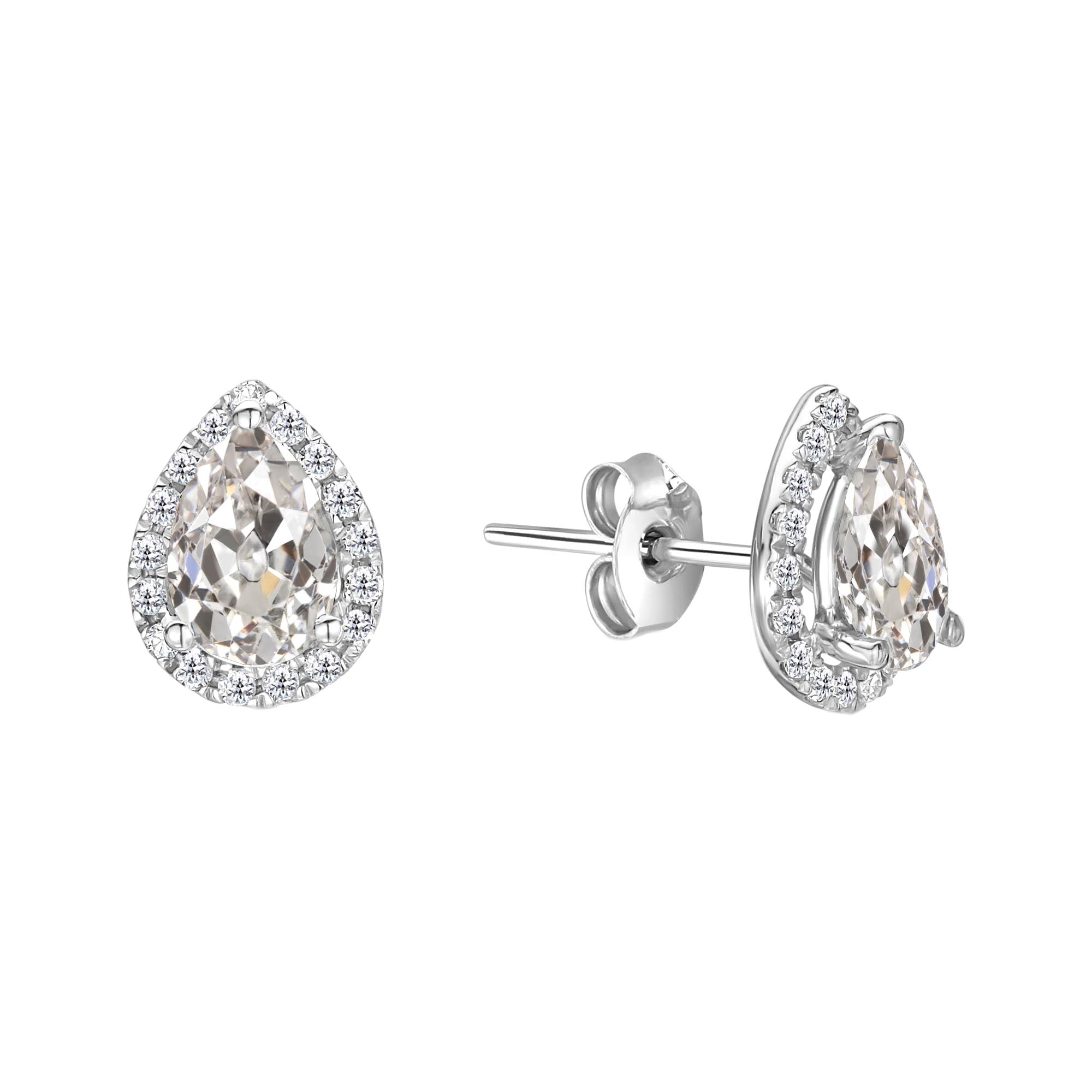 Fine Diamond Stud Earrings 3-ct 14K White Gold – main view