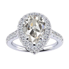Diamond Old Mine Cut Halo Ring in 14K White Gold – main view