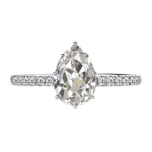 Brilliant Diamond Antique Cushion Solitaire Ring with Accents in 14K White Gold – main view