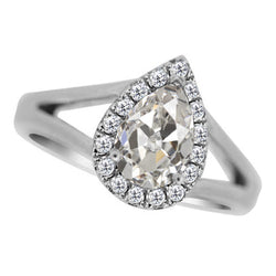 Designer Split Shank Fine Diamond Halo Engagement Ring – 3 ct
