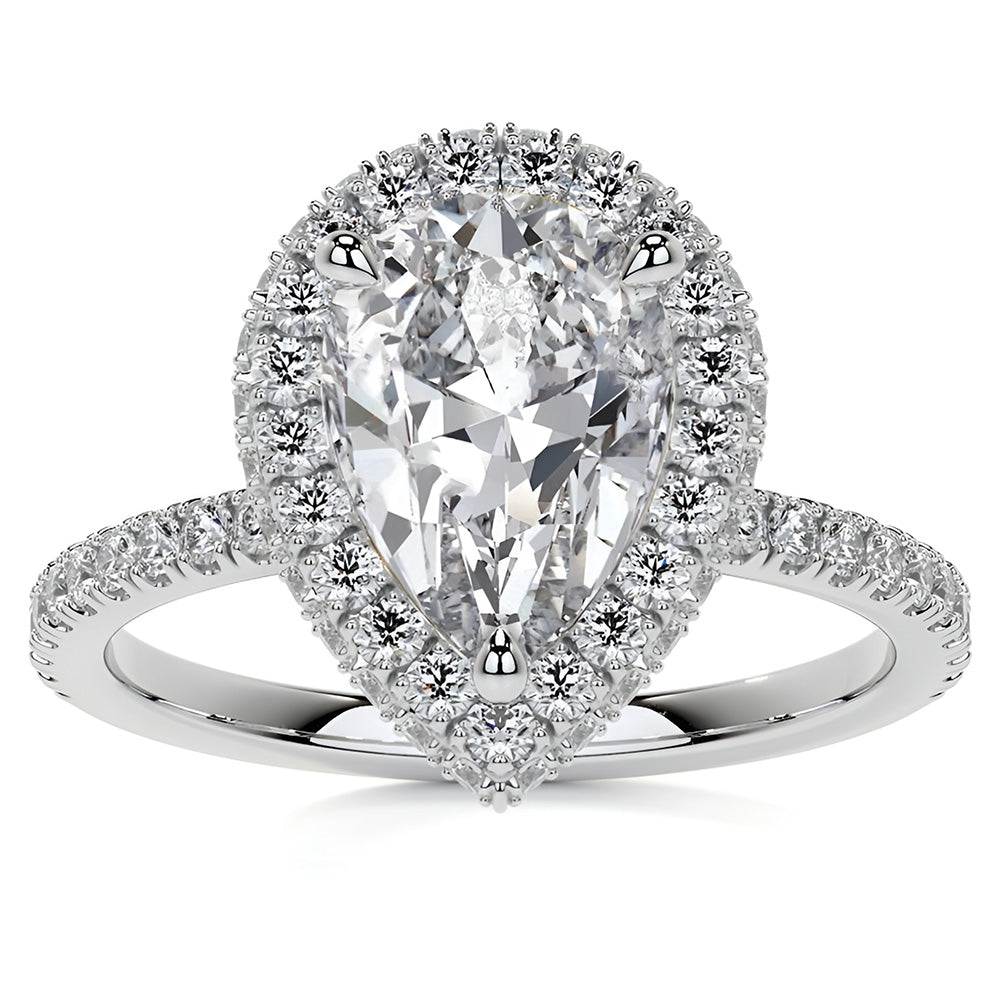 Natural Diamond Halo Ring – front view