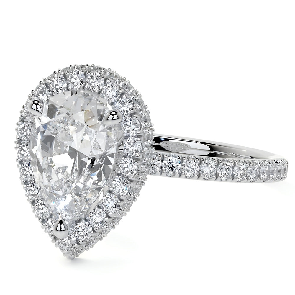 Halo Ring 14K White Gold with Diamond – side view