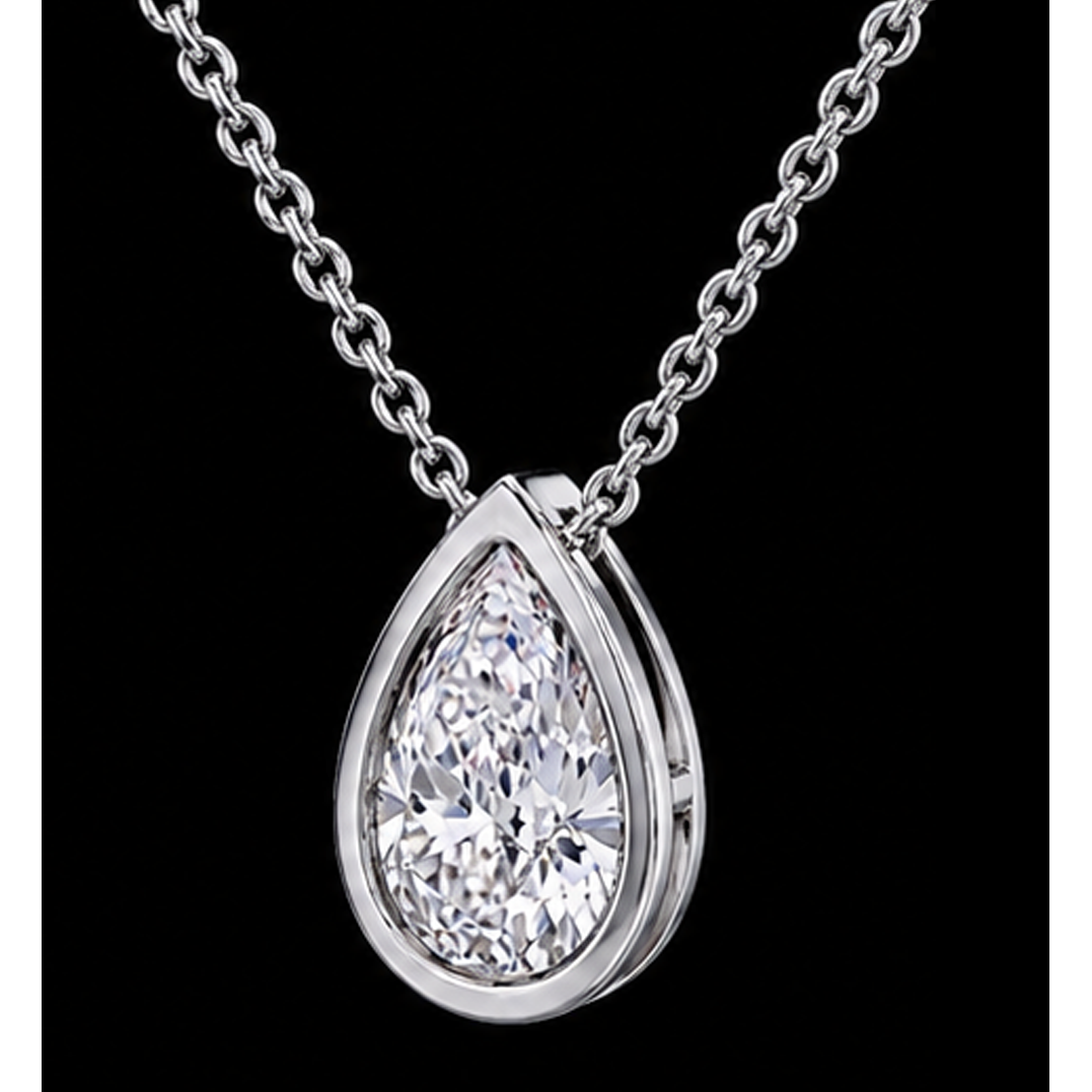 Pear Shape 1 Carat Lab Grown Diamond Pendant White Gold 14K