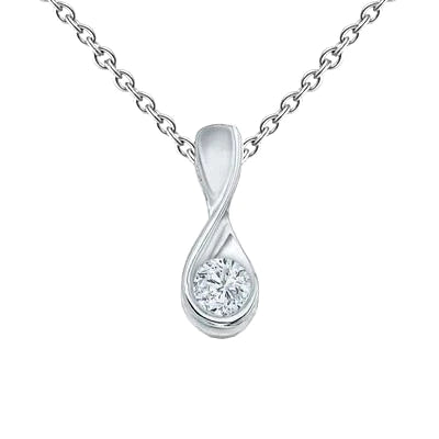 Pendant Necklace 1 Ct Brilliant Cut Real Diamond White Gold 14K Solitaire