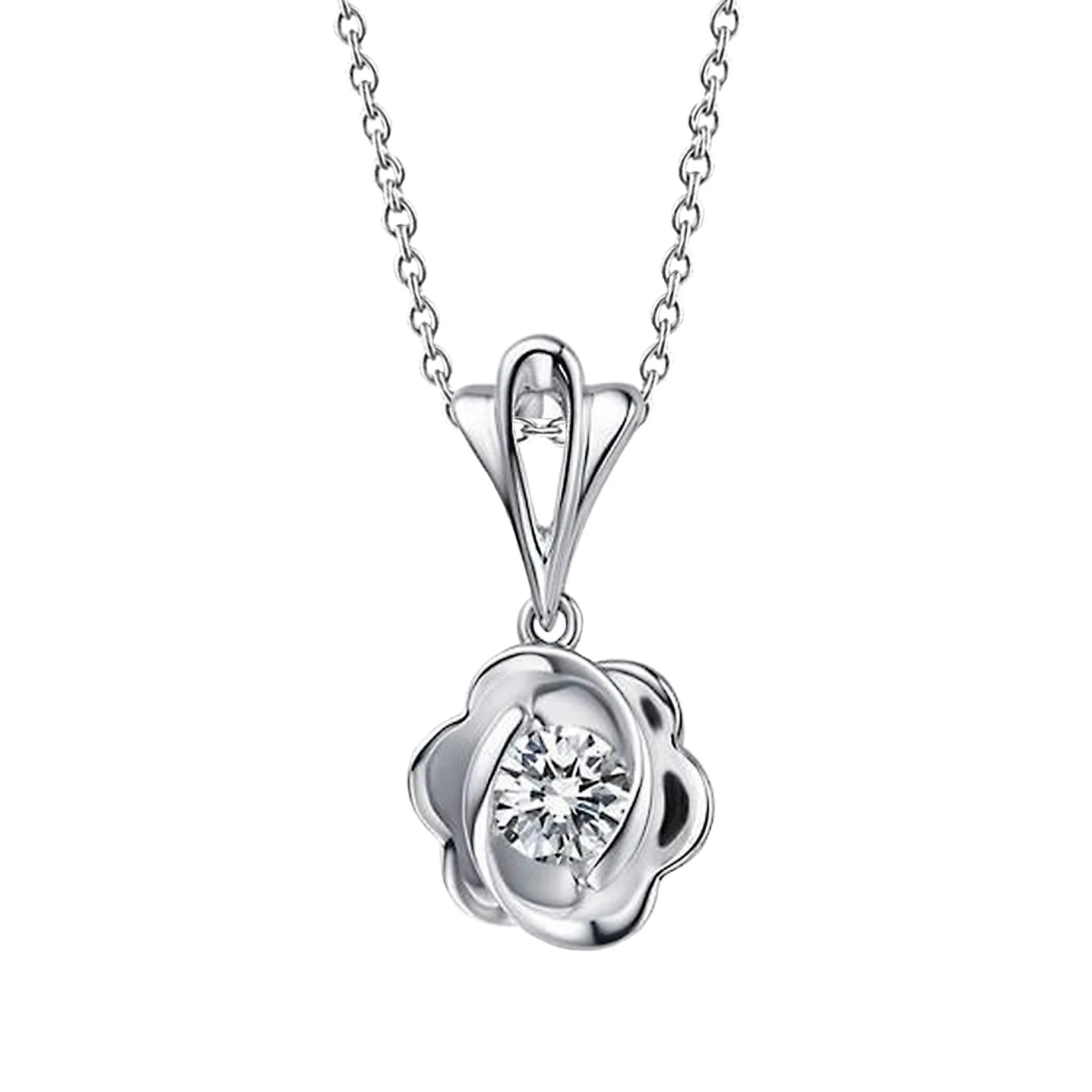 Pendant Necklace 14K White Gold 1 Carats Round Cut Real Diamonds Solitaire