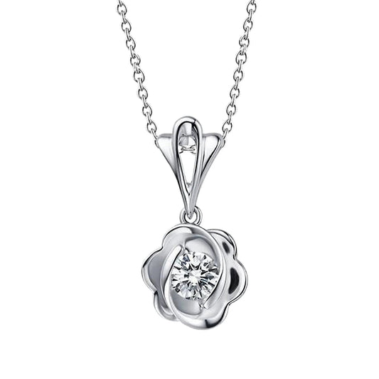 Pendant Necklace 14K White Gold 1 Carats Round Cut Real Diamonds Solitaire
