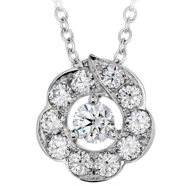 Pendant Necklace 2.25 Carats Round Cut Real Diamonds 14K White Gold