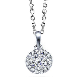 Pendant Necklace 2.80 Ct Gorgeous Round Cut Real Diamonds Gold White 14K