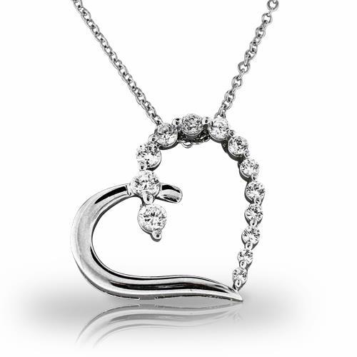 Pendant Necklace 4 Carats Round Brilliant Cut Real Diamonds White Gold 14K